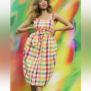 Rainbow Plaid Sundress Dress Sz 0 Christopher John Rogers Target NWT